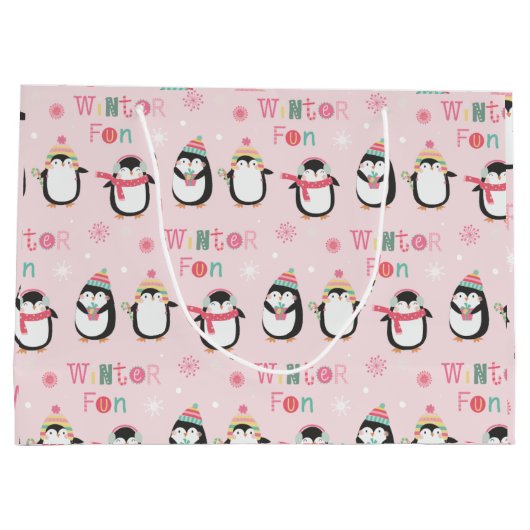 Winter Fun | Kerst van de roze pinguïns Groot Cadeauzakje (Achterkant)