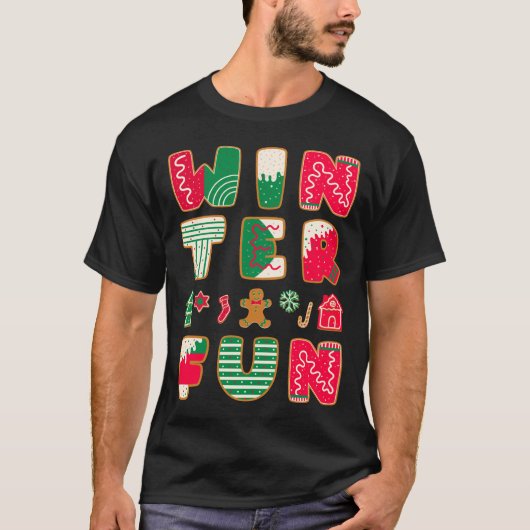 Winter Fun Kerstkoekjes Red Green Holiday T-shirt (Voorkant)