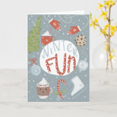 Winter Fun Kerstmis Kaart (Gele Bloem)