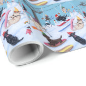 Winter Fun Kerstmis Skiing Labradors schilderen Cadeaupapier (Rol Hoek)
