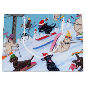 Winter Fun Kerstmis Skiing Labradors schilderen Groot Cadeauzakje (Voorkant)