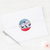 Winter Fun Kerstmis Skiing Labradors schilderen Ronde Sticker (Envelop)