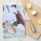 Winter Fun Kerstmis Skiing Labradors Theedoek (Quarter Fold)