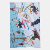 Winter Fun Kerstmis Skiing Labradors Theedoek (Verticaal)