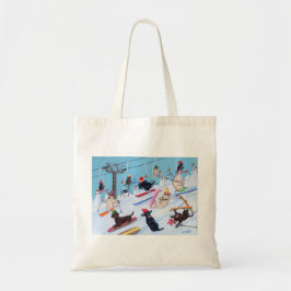 Winter Fun Kerstmis Skiing Labradors Tote Bag