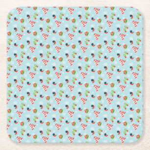 Winter Fun Pattern Kartonnen Onderzetters