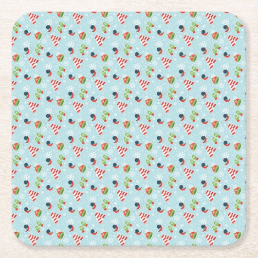 Winter Fun Pattern Kartonnen Onderzetters (Voorkant)