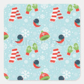 Winter Fun Pattern Vierkante Sticker (Voorkant)
