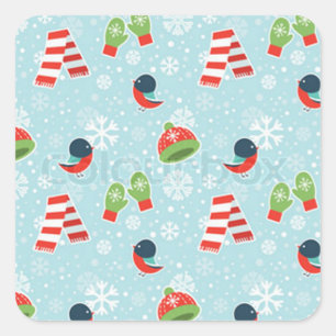 Winter Fun Pattern Vierkante Sticker