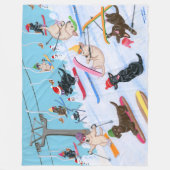 Winter Fun Skiing kerstlabradors Fleece Deken (Voorkant)