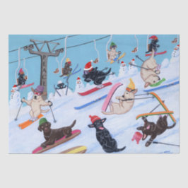 Winter Fun Skiing kerstlabradors Tissuepapier