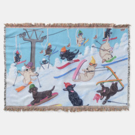 Winter Fun Skiing Labradors Deken