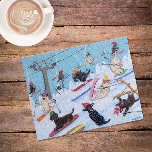 Winter Fun Skiing Labradors Legpuzzel