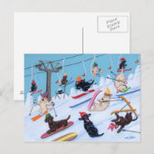 Winter Fun Skiing Labradors Painting Briefkaart (Voorkant / Achterkant)