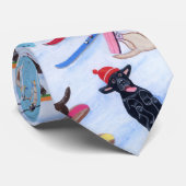 Winter Fun Skiing Labradors Painting Stropdas (Opgerold)
