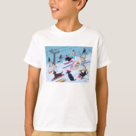 Winter Fun Skiing Labradors Painting T-shirt