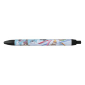Winter Fun Skiing Labradors Painting Zwarte Inkt Pen (Voorkant)