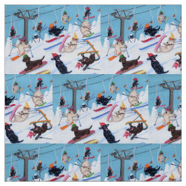 Winter Fun Skiing Labradors Stof