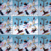 Winter Fun Skiing Labradors Stof (Delen)