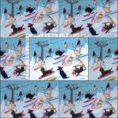 Winter Fun Skiing Labradors Stof (Delen)