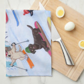 Winter Fun Skiing Labradors Theedoek (Quarter Fold)