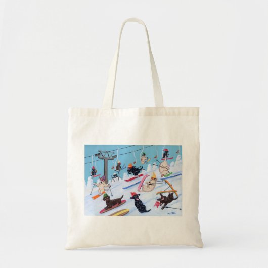 Winter Fun Skiing Labradors Tote Bag (Voorkant)