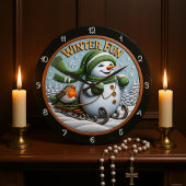 Winter Fun Snowman Sledding Robin Grote Klok