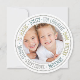 Winter Fun Vrolijk Kerstfeest Ronde Fotokaart Feestdagenkaart