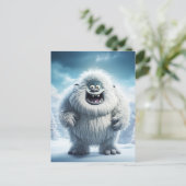 Winter Fun Yeti Briefkaart (Staand voorkant)