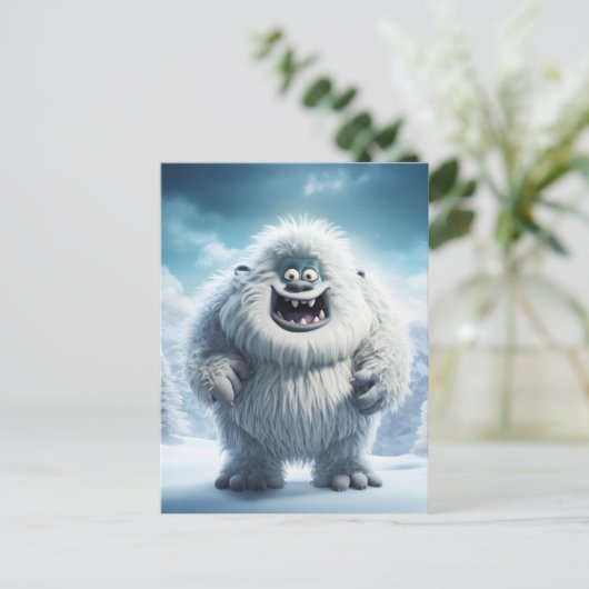 Winter Fun Yeti Briefkaart (Staand voorkant)