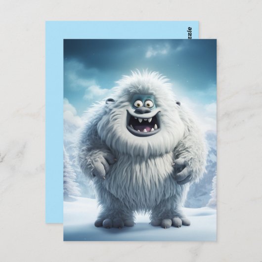 Winter Fun Yeti Briefkaart (Voorkant / Achterkant)