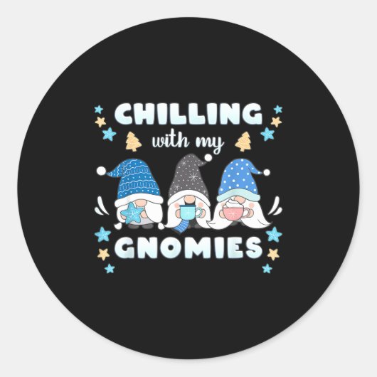 Winter, Funny Nordic Christmas Gnomes Ronde Sticker (Voorkant)