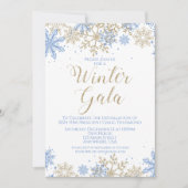 Winter Gala Blauw en Goud Uitnodigen Kaart (Voorkant)