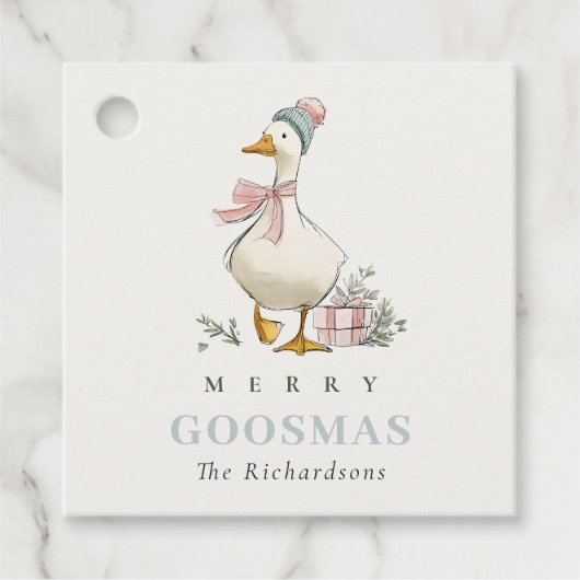 Winter Ganzen Kerst Merry Goosmas Bedankjes Labels (Voorkant)