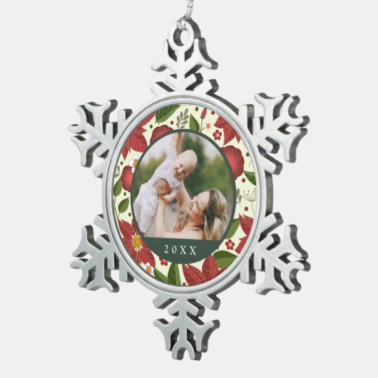 Winter Garden | Aangepaste foto's en jaar Tin Sneeuwvlok Ornament (Rechts)