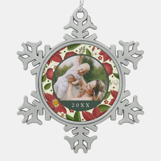 Winter Garden | Aangepaste foto's en jaar Tin Sneeuwvlok Ornament (Voorkant)