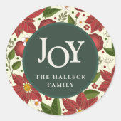 Winter Garden "JOY" Persoonlijke feestdag Ronde Sticker (Voorkant)