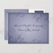 Winter Garden Metallic Blue Wedding Response/RVSP Uitnodiging Briefkaart (Voorkant / Achterkant)