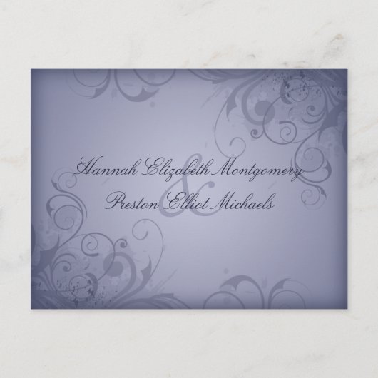 Winter Garden Metallic Blue Wedding Response/RVSP Uitnodiging Briefkaart (Voorkant)