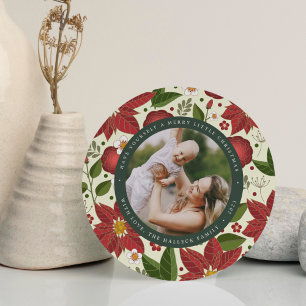 Winter Garden Round Holiday Fotokaart Feestdagenkaart