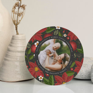 Winter Garden Round Holiday Fotokaart Feestdagenkaart