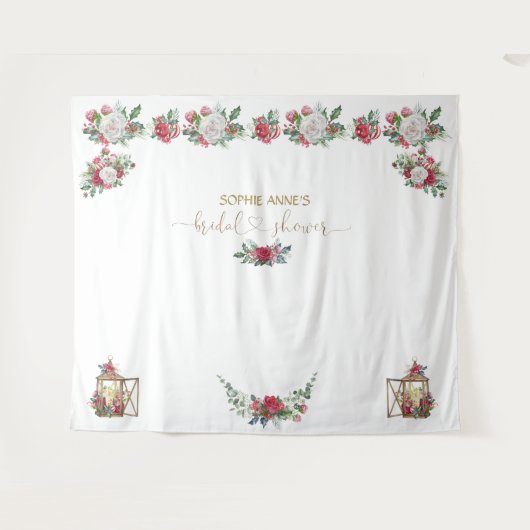 Winter Garland Kerst Bruidsfeest Foto Achtergrond Wandkleed (Voorkant (horizontaal))