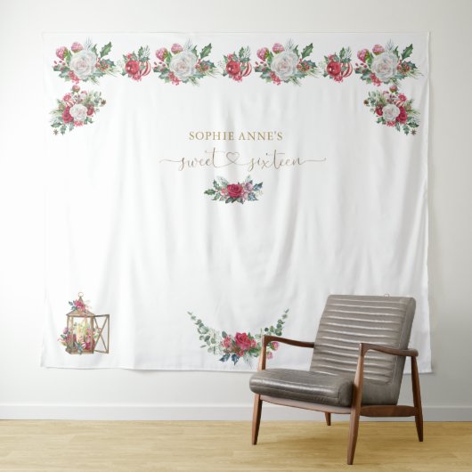 Winter Garland Kerst Zoete Zestien Foto Achtergron Wandkleed (In Situ (horizontaal))