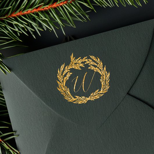 Winter Garland krans kalligrafie Monogram Crest Rubberstempel