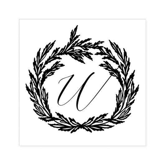 Winter Garland krans kalligrafie Monogram Crest Rubberstempel (Afrduk)