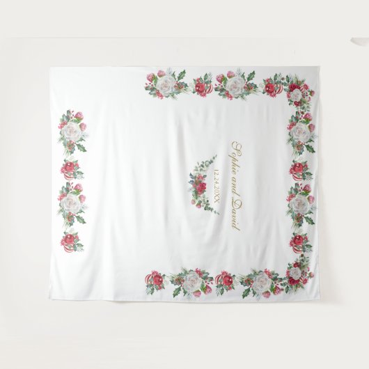 Winter Garland Xmas Weddenschap Foto Booth Backdro Wandkleed (Voorkant (horizontaal))