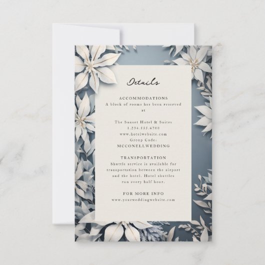 Winter gebladerte bruiloft details bijsluiter kaar RSVP kaartje (Voorkant)