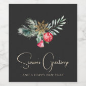 Winter gebladerte Elegante Gouden Sneeuwvlok Kerst Wijn Etiket (Enkel label)