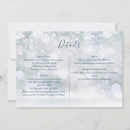 Winter gebladerte foto alles in een bruiloft kaart (Achterkant)