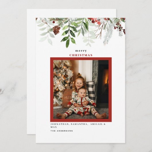 Winter gebladerte foto moderne kerst (Voorkant / Achterkant)